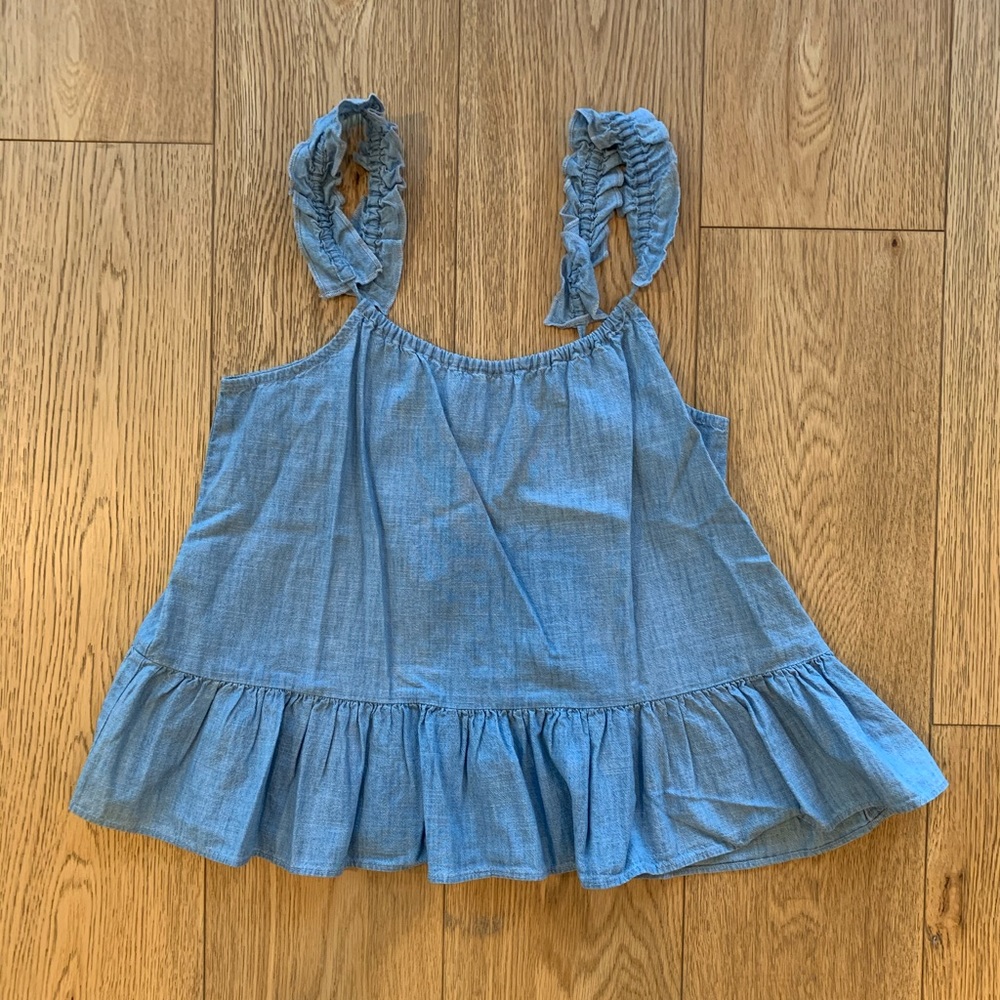 Madewell Chambray Ruffle Tank